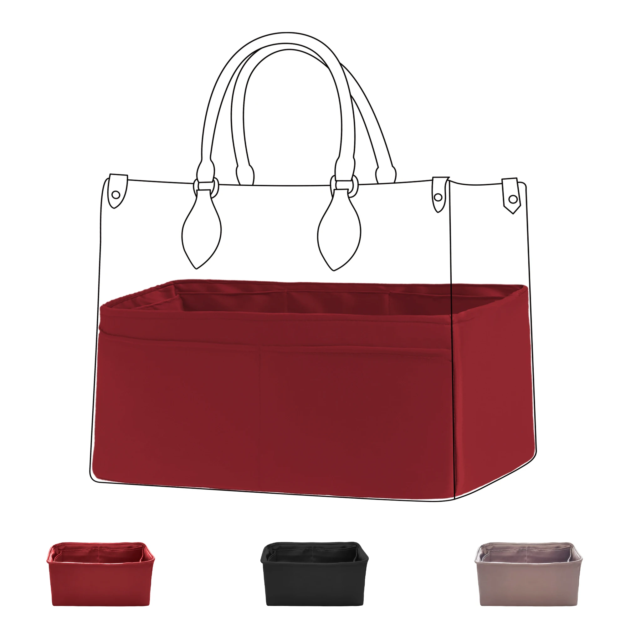 

DGAZ Purse organizer insert Fits L V on the go PM/MM/GM Bags,Silk ,Luxury Handbag Tote in Bag Shapers , Women
