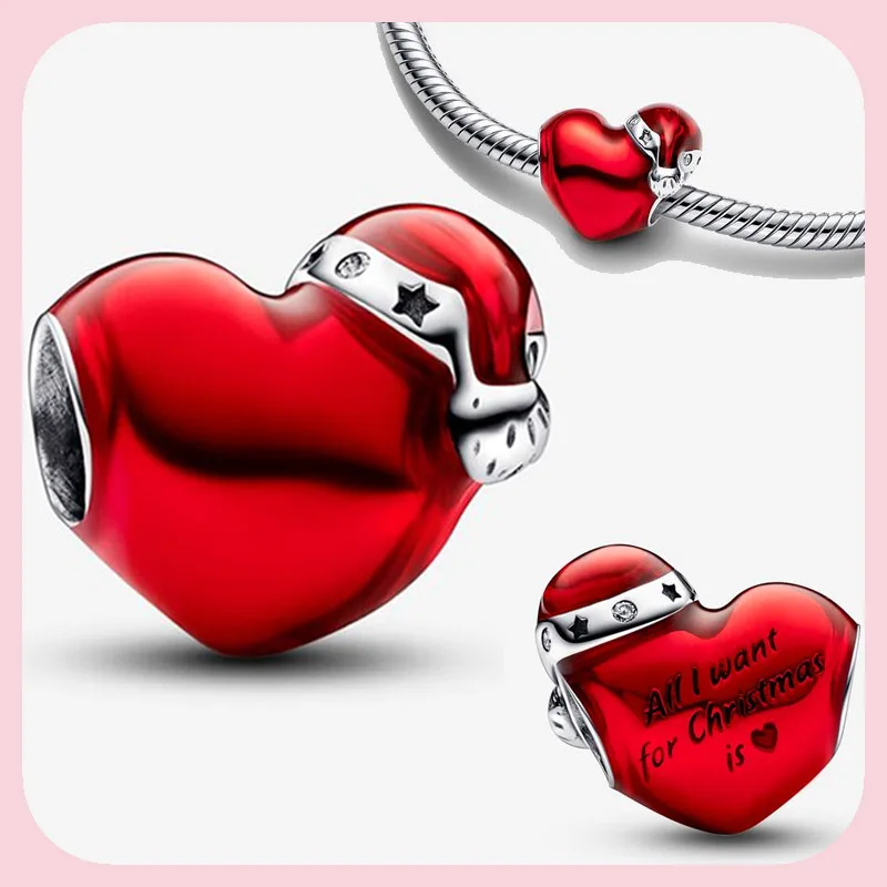 

The best-selling S925 Sterling Silver Charm Bead Christmas Heart String DIY Feminine Fashion exquisite high quality Jewelry Gift