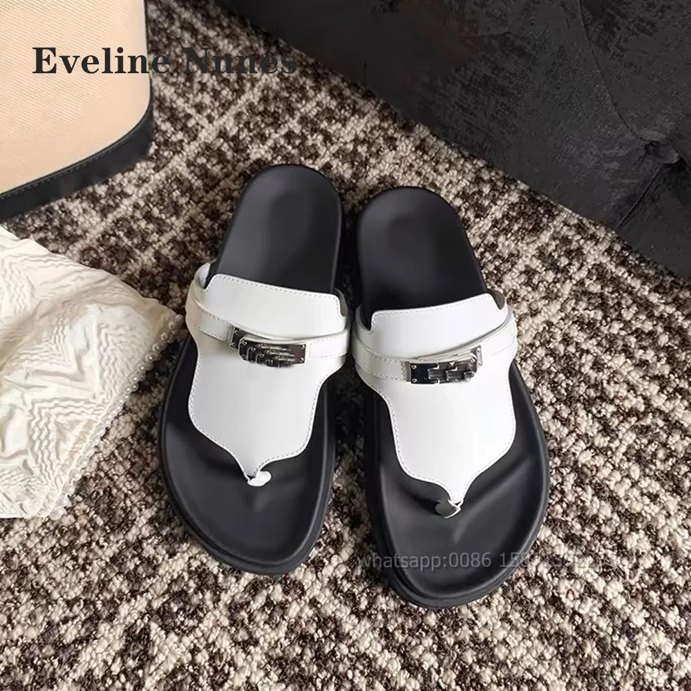 

Clip Toe Mental Buckle Slides Bicolor Flat with Side Air Slingback Rome Slippers Belt Buckle Slip On Retro Casual Sandals Newest