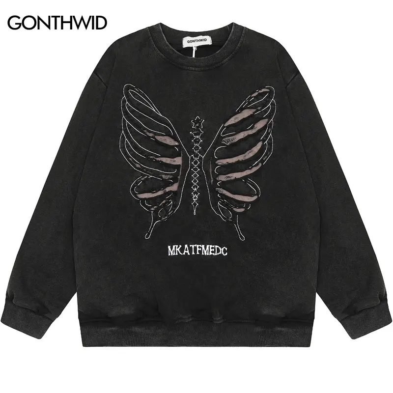 Vintage Sweatshirt Hip Hop Retro Embroidery Distressed Star Butterfly Hoodie Streetwear Fashion 2023 Harajuku Punk Goth Pullover
Vintage Sweatshirt Hip Hop Retro Embroidery Distressed Star Butterfly Hoodie Streetwear Fashion 2023 Harajuku Punk Goth Pullover