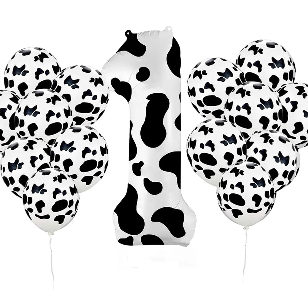 

16 Pcs Farm Cow Print Balloon Cowgirl 1st Birthday Party Decorations Number Balloons 1 2 3 4 5 6 7 8 Girl Cow Themed Party Decor