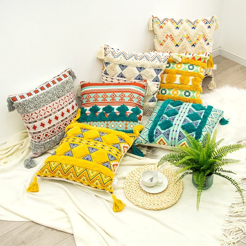 

Decorative Throw Pillow Covers Sun Flower Jacquard Pillowcase Cushion Case Square for Couch Sofa Bed Living Room Bedroom 쿠션