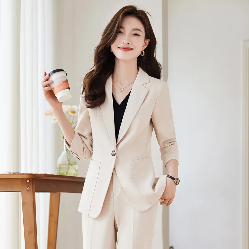 

Женский пиджак на весну и осень, Новый Повседневный высококачественный деловой костюм в Корейском стиле, маленький костюм, костюм из двух предметов