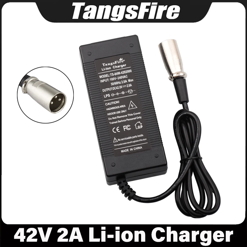 

42V 2A Li-ion Battery Charger For 10Series E-bike Battery Pack Balancing Vehicle with US/EU/UK/AU/KR Electric Bicycle Plug in