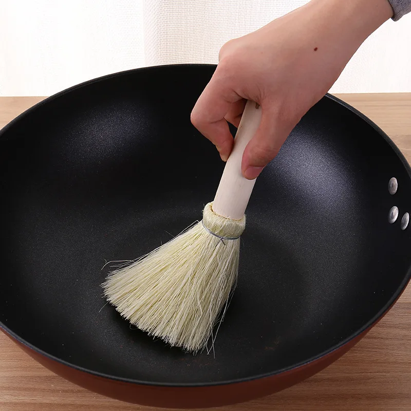 

Coconut Palm Silk Wooden Handle Pot Brush Non-stick Oil Soft Hair Cleaning Brush Kitchen Stove Degreasing Dishwashing Brush