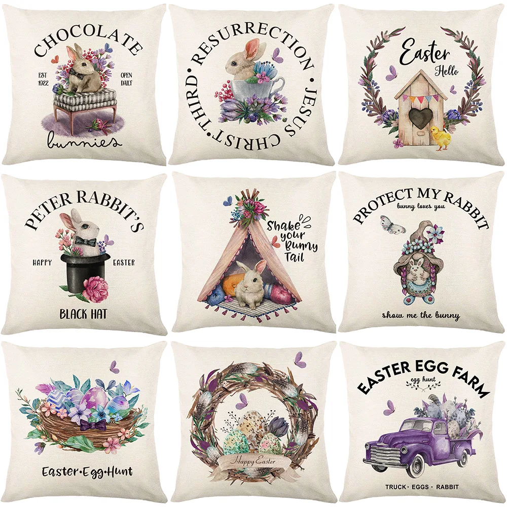 Cute Easter Bunny Printed Cushion Cover 45x45 cm Pillowcase Easter Decorations Farmhouse Home Decor Pillows Outside Pillow Cover 
Cute Easter Bunny Printed Cushion Cover 45x45 cm Pillowcase Easter Decorations Farmhouse Home Decor Pillows Outside Pillow Cover