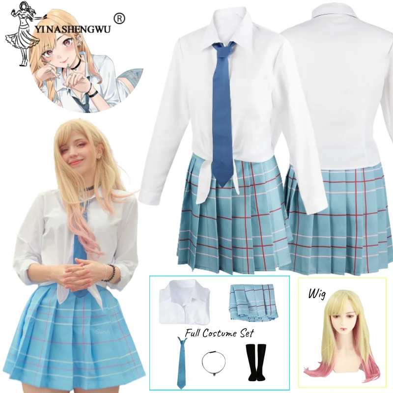 

Marin Kitagawa Costume Wig Cosplay Anime My Dress Up Darling Kitagawa Marin JK School Uniform Skirt Halloween Costume Set Lolita