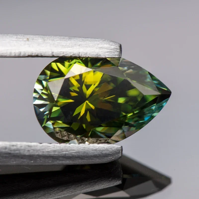 

GRA Report Pear Cut Moissanite Diamond Primary Colour Yellow Green Lab Created Gemstone Advanced Jewelry Making Materials