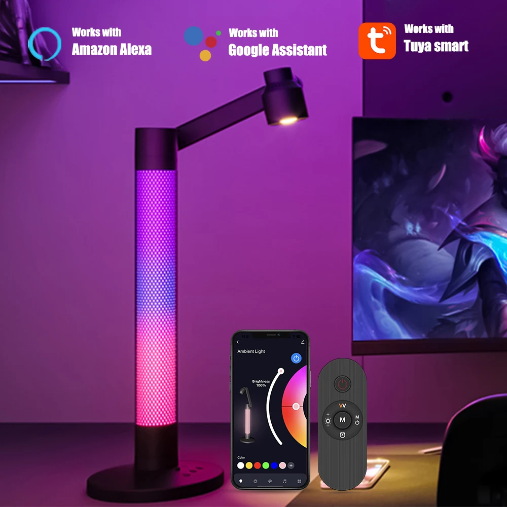 Tuya Smart Ambient RGB Night Lights 2 In 1 Led Table Lamp With Swing Arm Dimmable Reading Desk Lamp Works With Alexa Google Home
Tuya Smart Ambient RGB Night Lights 2 In 1 Led Table Lamp With Swing Arm Dimmable Reading Desk Lamp Works With Alexa Google Home