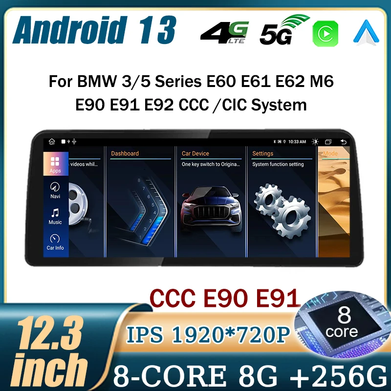 for BMW 3/5 Series E60 E61 E62 M6 E90 E91 E92 12.3" 1920X720P Android13 Auto Multimedia Player Carplay Radio GPS Navigation
for BMW 3/5 Series E60 E61 E62 M6 E90 E91 E92 12.3" 1920X720P Android13 Auto Multimedia Player Carplay Radio GPS Navigation
