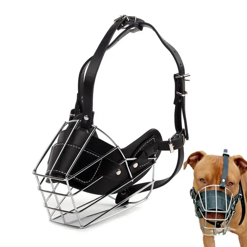 

Dog Muzzle Wire Basket Adjustable Comfy Breathable Metal Basket Dog Mouth Strong Mesh Muzzles For Large Breed Dogs Accessories