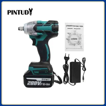 무선 전기 임팩트 렌치 건 드라이버, 리튬 이온 1/2 배터리, AC 110-240V, 배터리 1 개 및 충전 전동 공구 1 개, 288V 1/2 인치, 800NM
