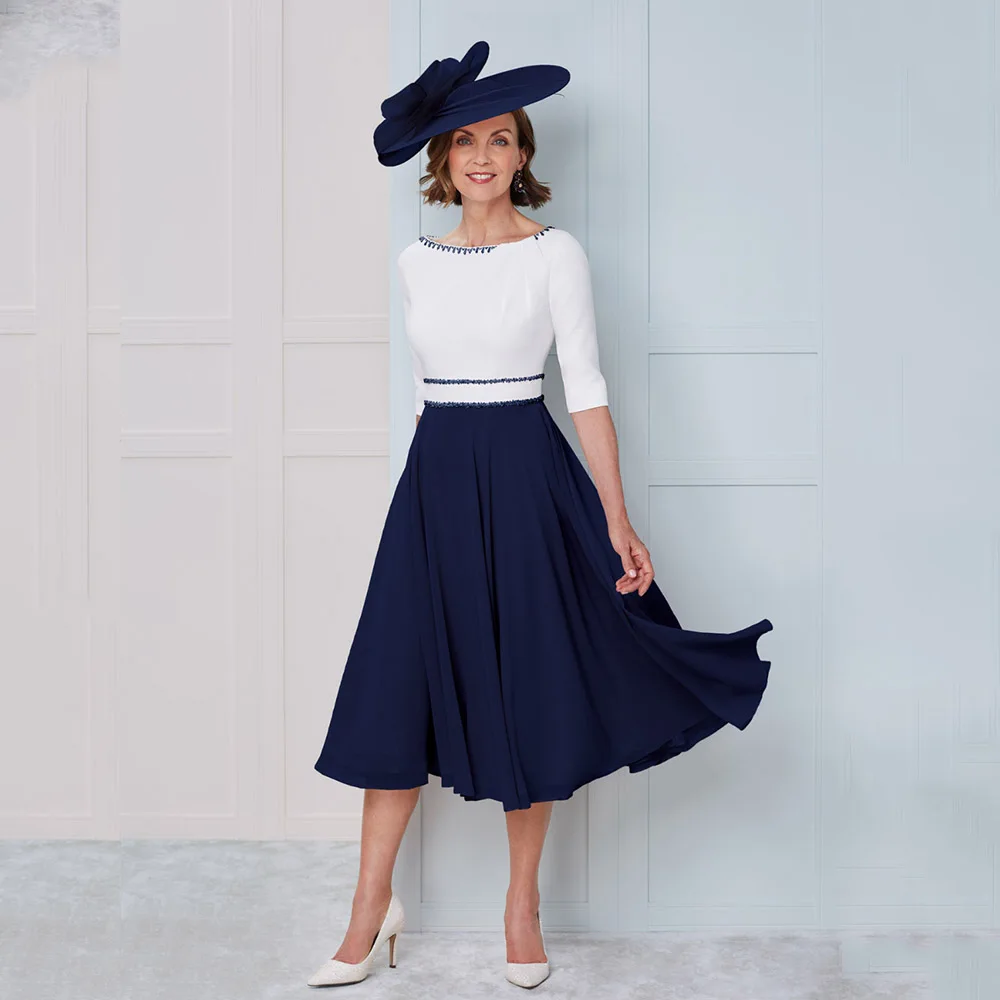 Elegant Mother Of The Bride Dresses For Weddings O-Neck Half Sleeves Wedding Party Dress Tea-Length Vestido De Fiesta De Boda
Elegant Mother Of The Bride Dresses For Weddings O-Neck Half Sleeves Wedding Party Dress Tea-Length Vestido De Fiesta De Boda