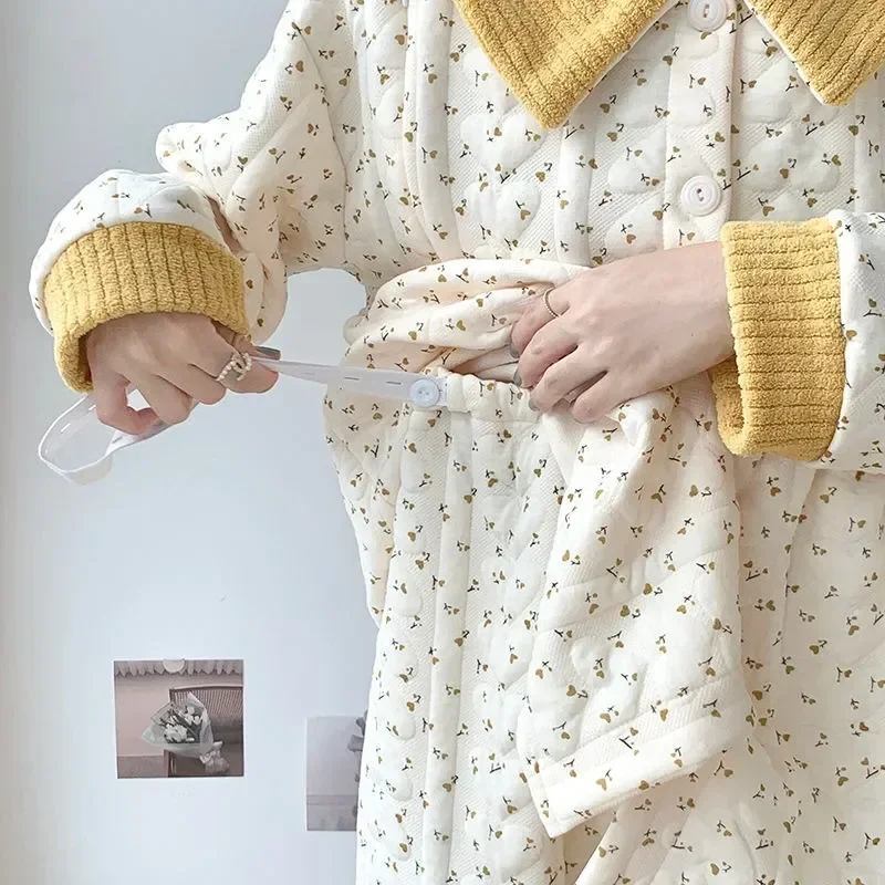 

Homewear Cotton Winter Breastfeeding Autumn Loungewear Pajamas Pure Air Warm Women Pregnant New Postpartum 2023 Sleepwear
