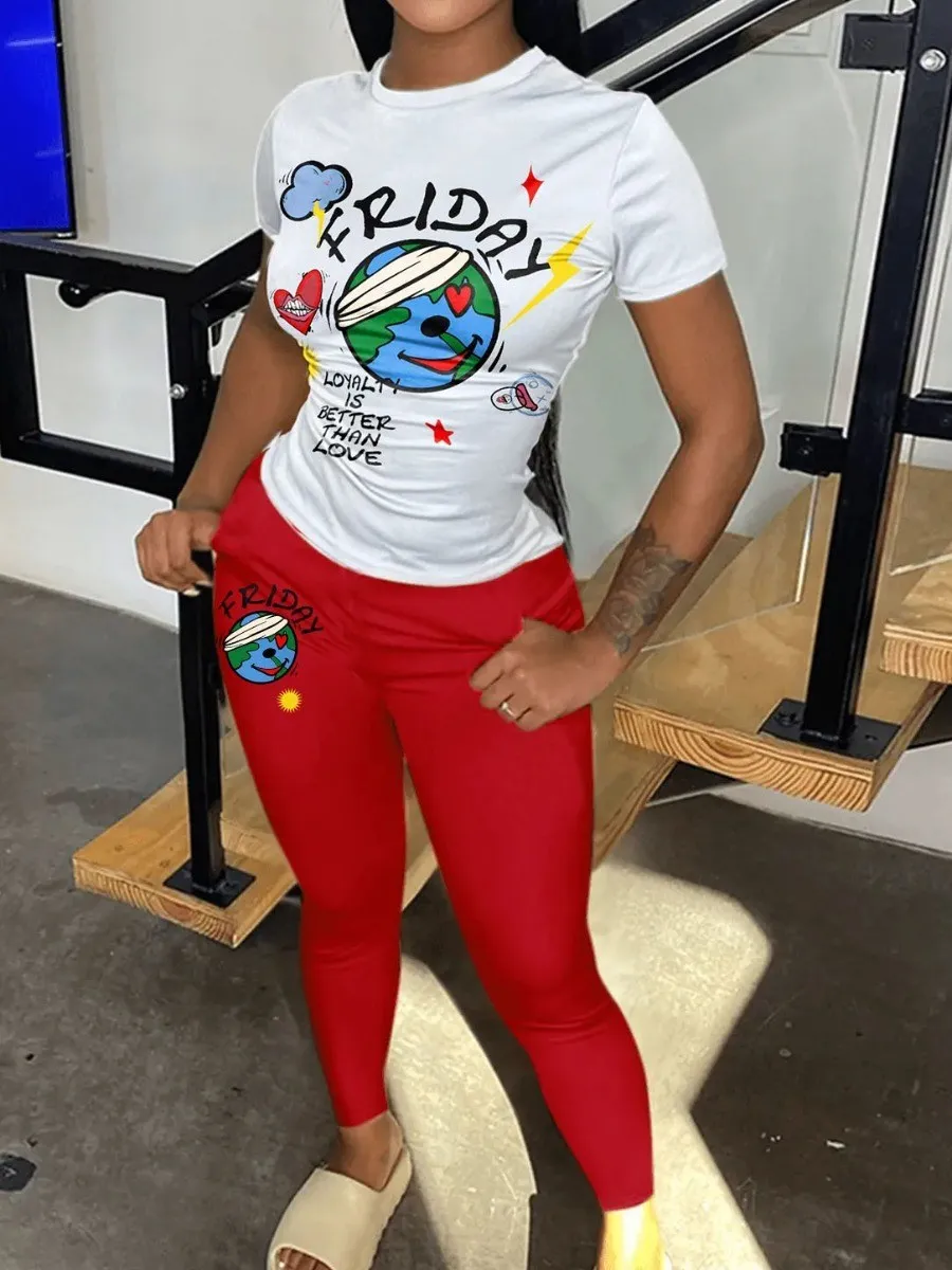 LW Muliticolor 2 Pieces Loyalty Is Better Than Love Cartoon Print Pants Set Crew Neck T-shirt&Casual Trousers Matching Outfits
LW Muliticolor 2 Pieces Loyalty Is Better Than Love Cartoon Print Pants Set Crew Neck T-shirt&Casual Trousers Matching Outfits