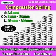 65Mn Wire Diameter 1.4 Mm Cylidrical Coil Compression Spring Return Compressed Springs Release Pressure Spring Steel Coils 5 Pcs
65Mn Wire Diameter 1.4 Mm Cylidrical Coil Compression Spring Return Compressed Springs Release Pressure Spring Steel Coils 5 Pcs