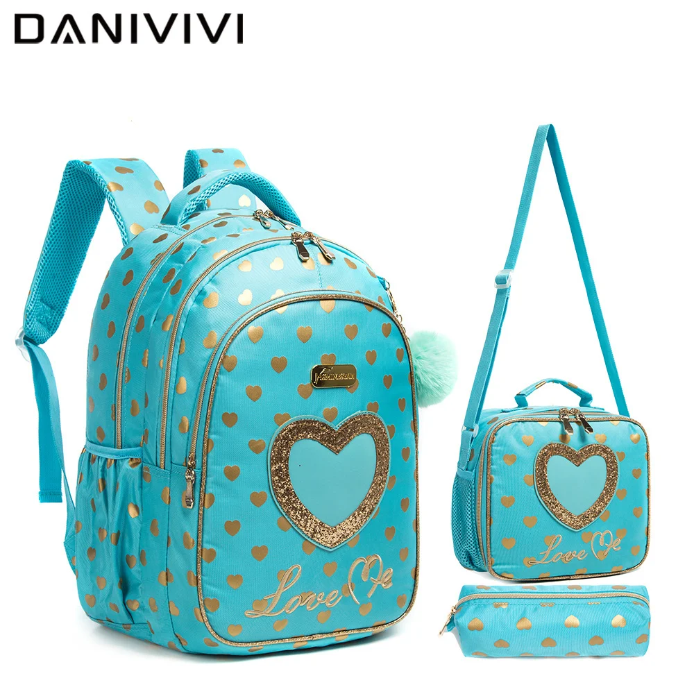 

3pcs Girls' School Backpack Cute Love Kawaii Children's Backpack School Bag Kids' Luggage Vuelta Al Cole Lunch Bag Pencil Case