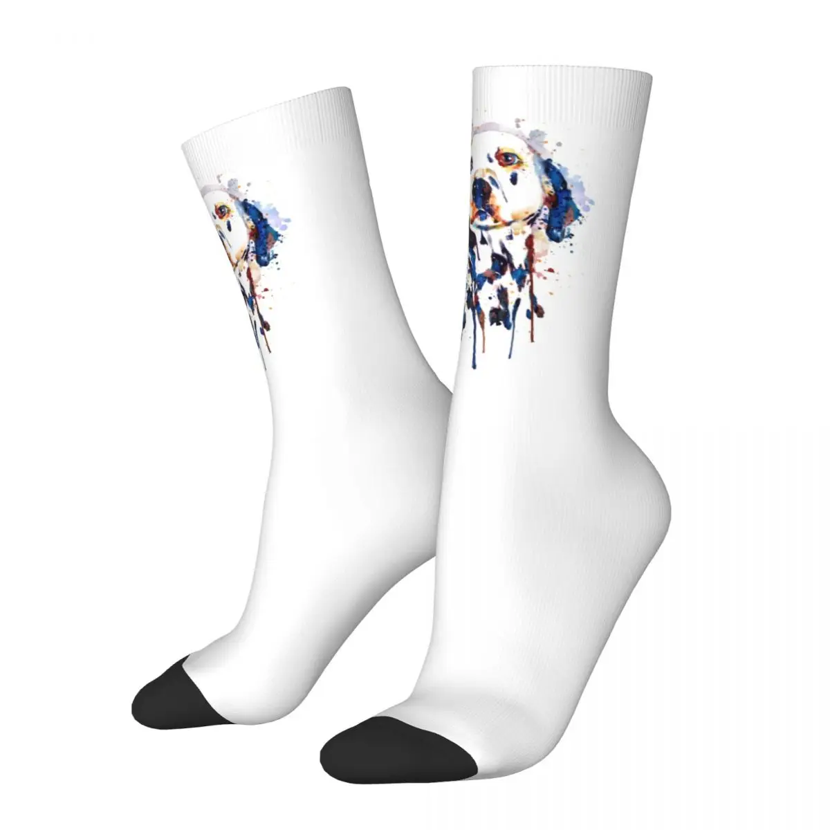 

New Male Men Socks Casual Dalmatian Head Watercolor Dog Sock Polyester Graphic Women Socks Spring Summer Autumn Winter