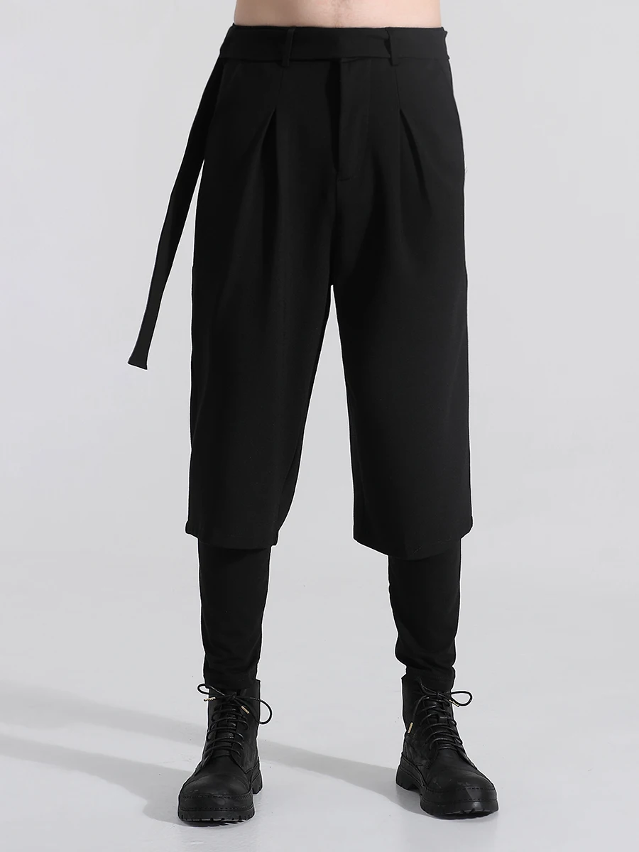 Autumn New British Retro Personality Waist lace-up Hanging wide-leg Pants Fake Two nine-point Pants Men
Autumn New British Retro Personality Waist lace-up Hanging wide-leg Pants Fake Two nine-point Pants Men