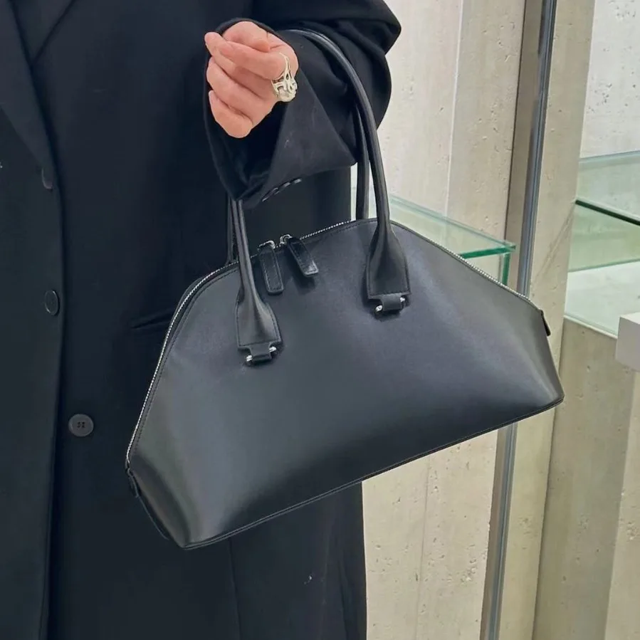 

FIRMRANCH Simple Commuting Gender Free Large Capacity High Quality Cowhide Handheld Tote Shell Design Shoulder Diagonal Bag Pouc