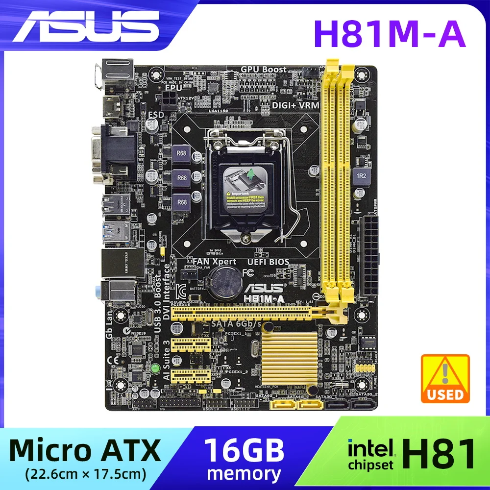 Материнская плата LGA 1150 ASUS H81M-A LGA 1150 DDR3 16 ГБ PCI-E 2,0 USB3.0 DVI Micro ATX для процессора Celeron G1850, скорость памяти 1600 МГц
Материнская плата LGA 1150 ASUS H81M-A LGA 1150 DDR3 16 ГБ PCI-E 2,0 USB3.0 DVI Micro ATX для процессора Celeron G1850, скорость памяти 1600 МГц