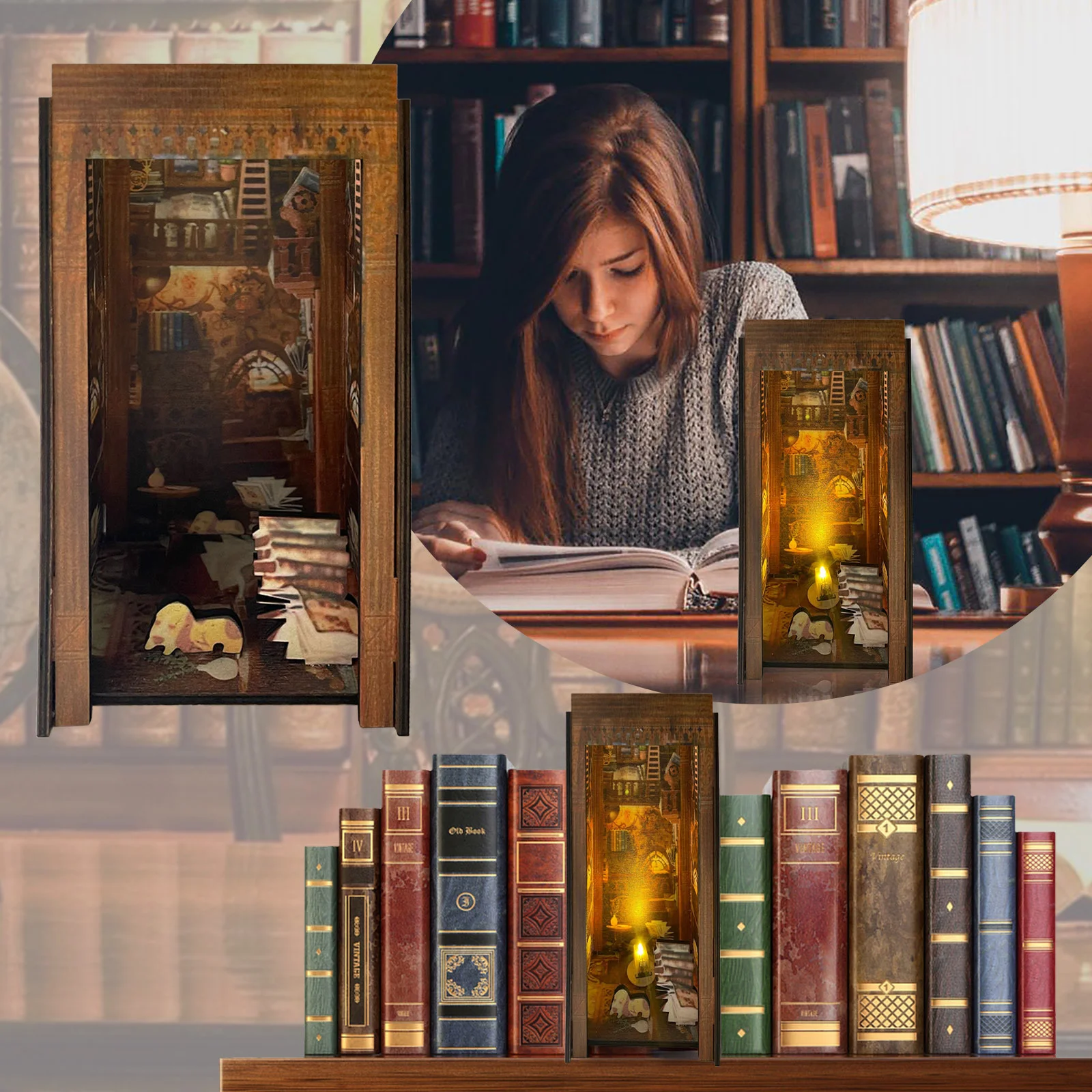 Wooden DIY Book Nook Shelf Bookend Dollhouse Model Roombox Building Kit Dolls Wooden Toy Eternal Bookstore 3D Gifts For Children
Wooden DIY Book Nook Shelf Bookend Dollhouse Model Roombox Building Kit Dolls Wooden Toy Eternal Bookstore 3D Gifts For Children