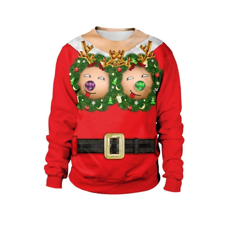 

Ugly Christmas Sweaters for Men Women Funny Elk Reindeer Graphic Pullovers 3D Printed Santa Claus Cosplay Xmas Gifts Sweatshirts