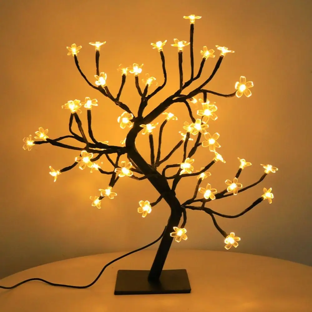 

24/48 Leds Cherry Blossom Tree Light Artificial Flower Creative Atmosphere Light USB Powered Exquisite Bonsai Tree Night Light