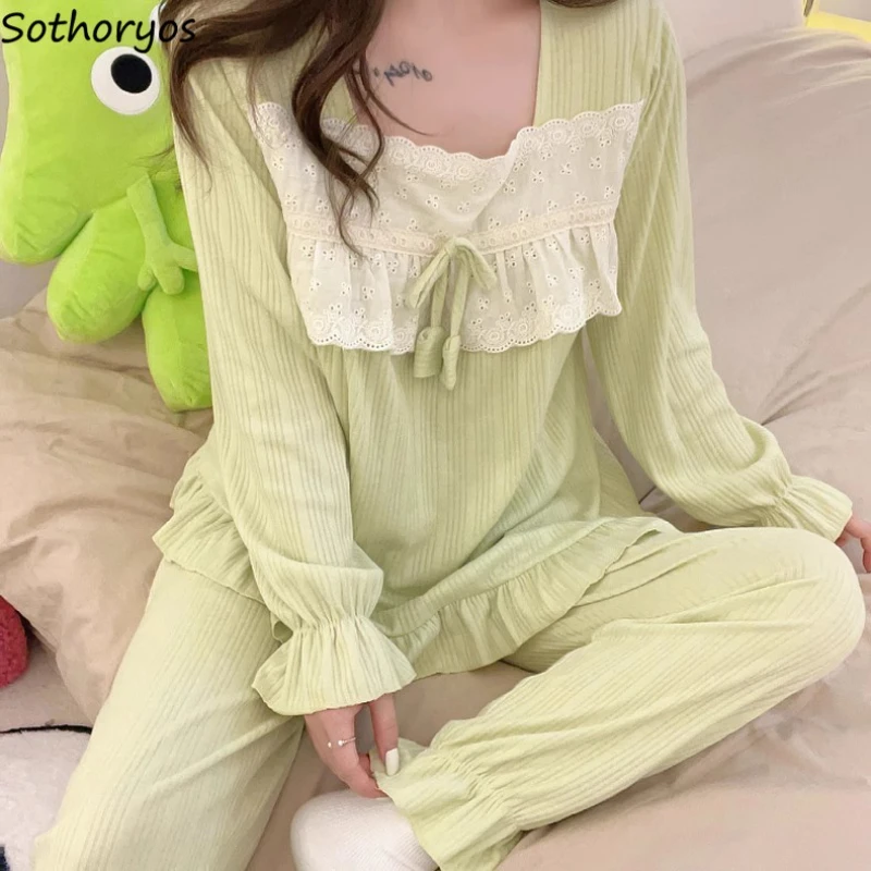 Pajama Sets Women Princess Lace Cute Girls Autumn Square Collar Lounge Wear Japanese Style Ins Students Baggy Cozy Sleep Pajamas
Pajama Sets Women Princess Lace Cute Girls Autumn Square Collar Lounge Wear Japanese Style Ins Students Baggy Cozy Sleep Pajamas