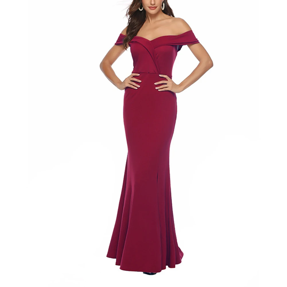 Elegant V Neck OFF Shoulder Gown Ruched Fold Maxi Dress for Formal Evening Party S 2XL Wine red Dark blue Pink
Elegant V Neck OFF Shoulder Gown Ruched Fold Maxi Dress for Formal Evening Party S 2XL Wine red Dark blue Pink