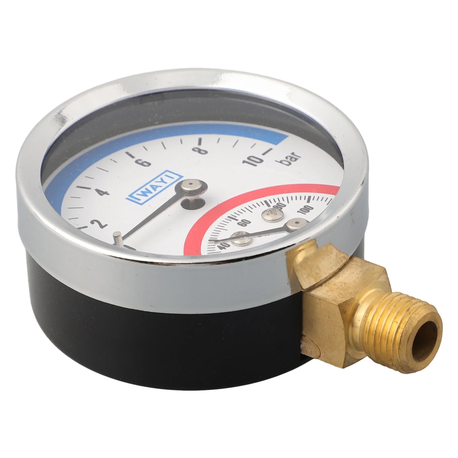 

Thermo Manometer Pressure Gauge 12 3mm Entry 120° C For Floor Heating G1/4 Thread Plastics Weather 0-10bar 1 Pcs