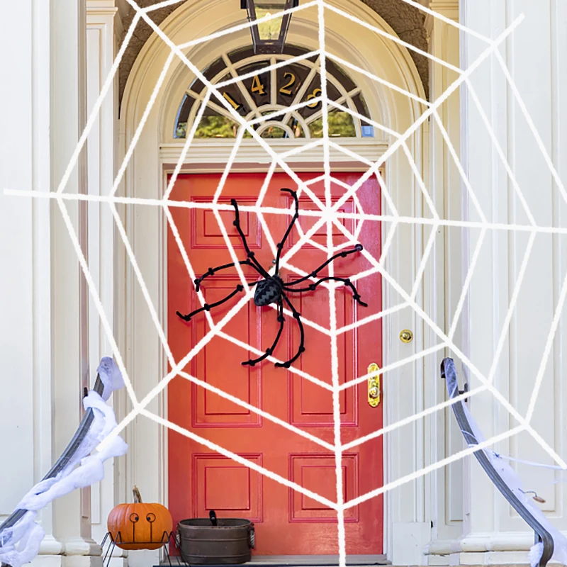 

150/250cm Black White Spider Web Giant Stretchy Cobweb for Halloween Home Outdoor Decor Terror Bar Haunted House Party Supplies