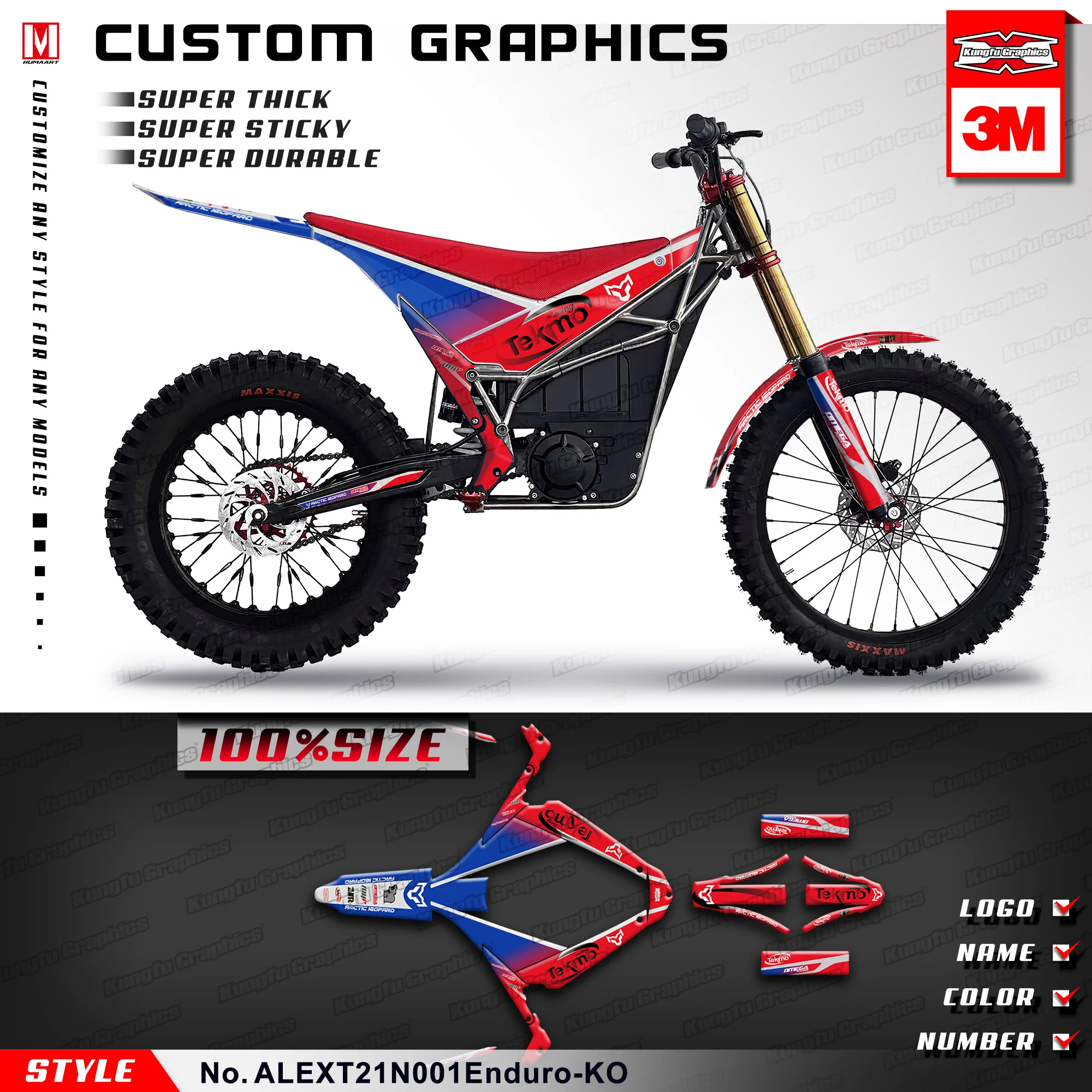 

KUNGFU GRAPHICS Enduro Sticker Waterproof Decal Full Wrap Kit for Arctic Leopard E-XT Electric Off-road Motorcycle