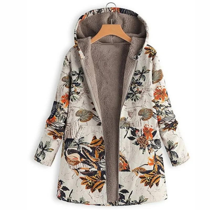 Winter Vintage Women Coat Warm Printing Thick Fleece Hooded Plush Coat Casual Coat Ladies Outwear Loose Jacket for Women Y2k
Winter Vintage Women Coat Warm Printing Thick Fleece Hooded Plush Coat Casual Coat Ladies Outwear Loose Jacket for Women Y2k
