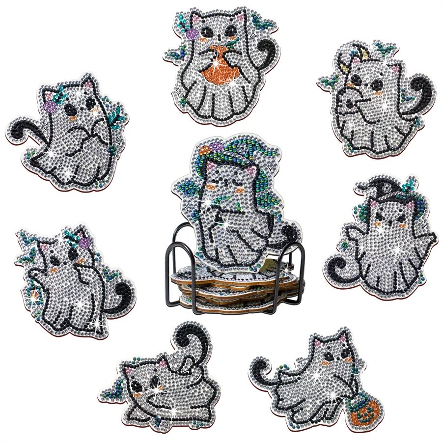 8PCS DIY Diamond Painting Coaster with Coaster Holder Diamond Painting Art CraftS Halloween Cat Pattern 8*9cm
8PCS DIY Diamond Painting Coaster with Coaster Holder Diamond Painting Art CraftS Halloween Cat Pattern 8*9cm