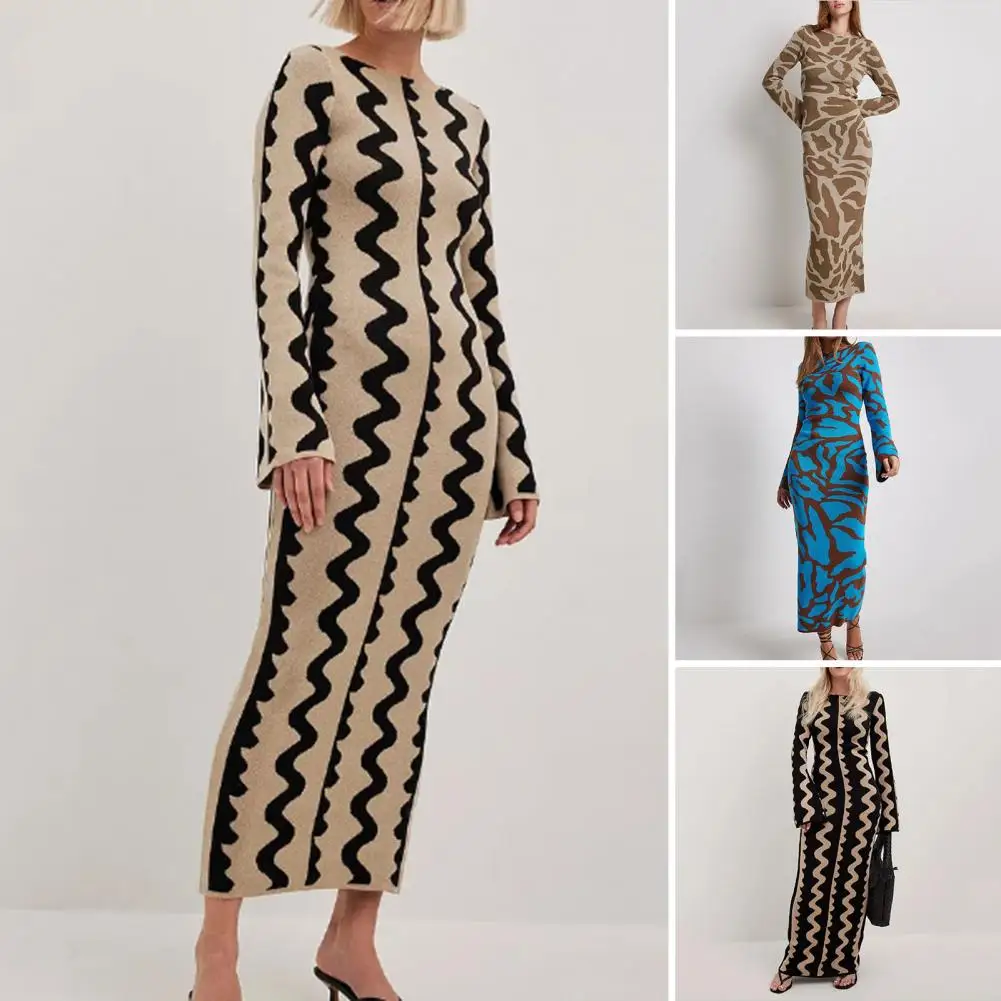 Striped Knitted O-neck Long Sleeve Midi Dresses Elegant Women Bodycon A-line Vestidos Female Fashion Casual Street Maxi Clothes
Striped Knitted O-neck Long Sleeve Midi Dresses Elegant Women Bodycon A-line Vestidos Female Fashion Casual Street Maxi Clothes