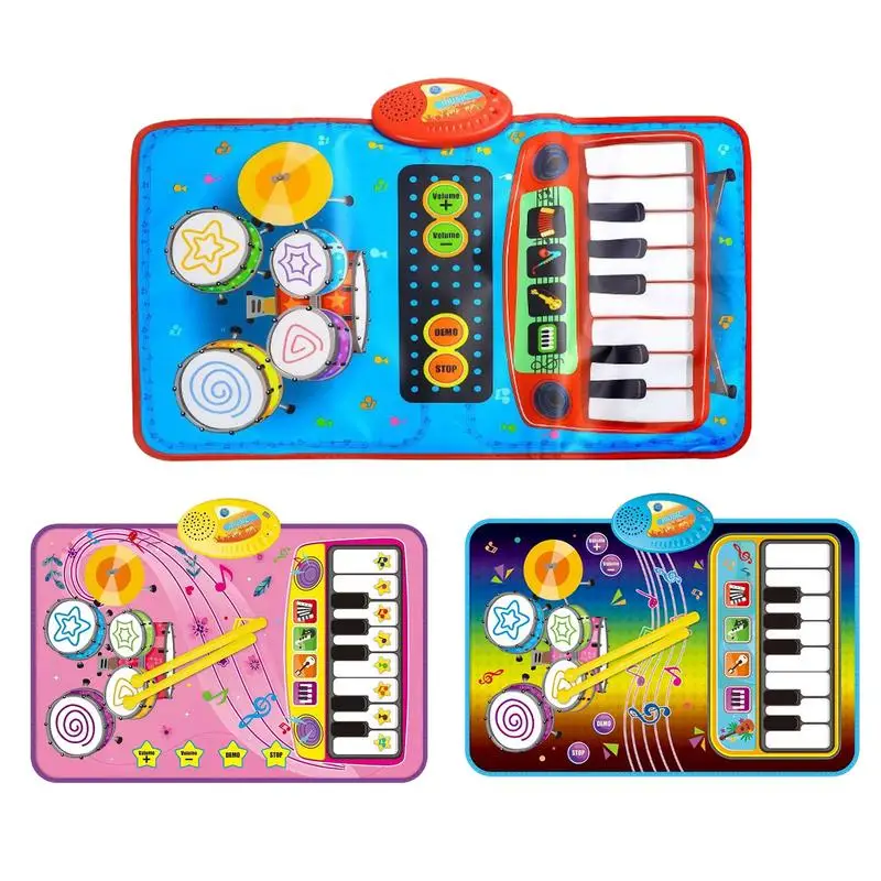 

Kids Music Mat 2 In 1 Piano Keyboard n Drum Mat Educational Music Floor Blanket Baby Mat Educational Toys Kids Musical Piano Mat