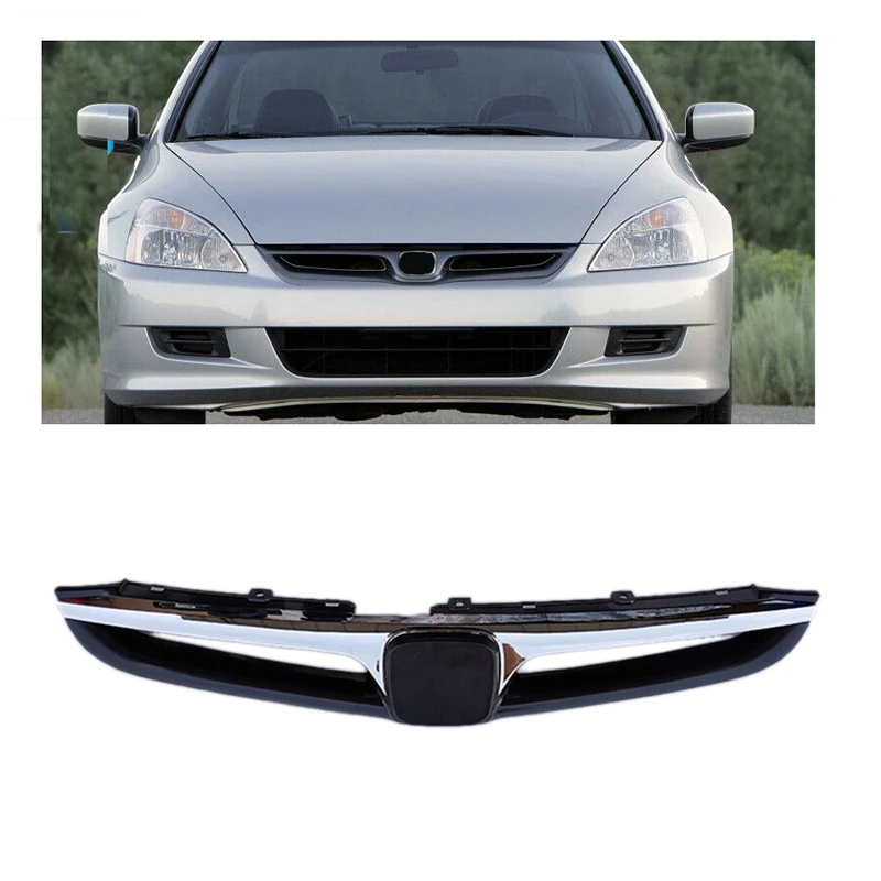 

Car Front Bumper Upper Grille with Chrome Trim Fits for Honda Accord 4DR Seden 2006 2007 71121-SDA-A10ZA