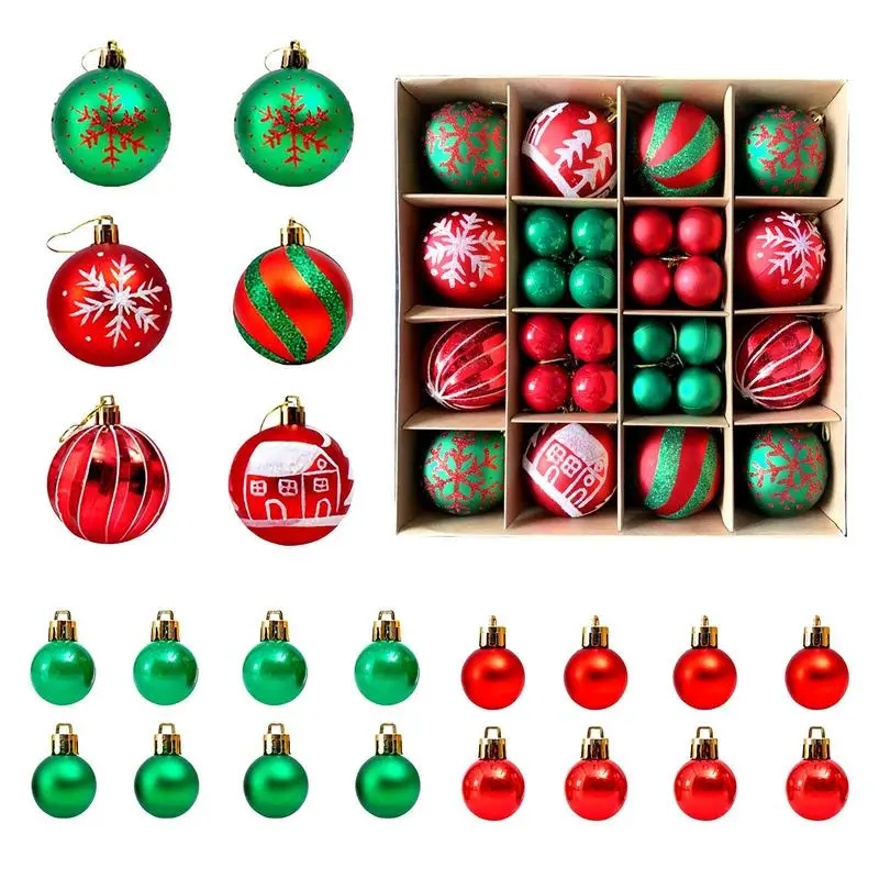 

Christmas Balls 44PCS Shatterproof Special Shaped Electroplated Painted Christmas Ball Set 2.4inch Christmas Tree Ornaments For