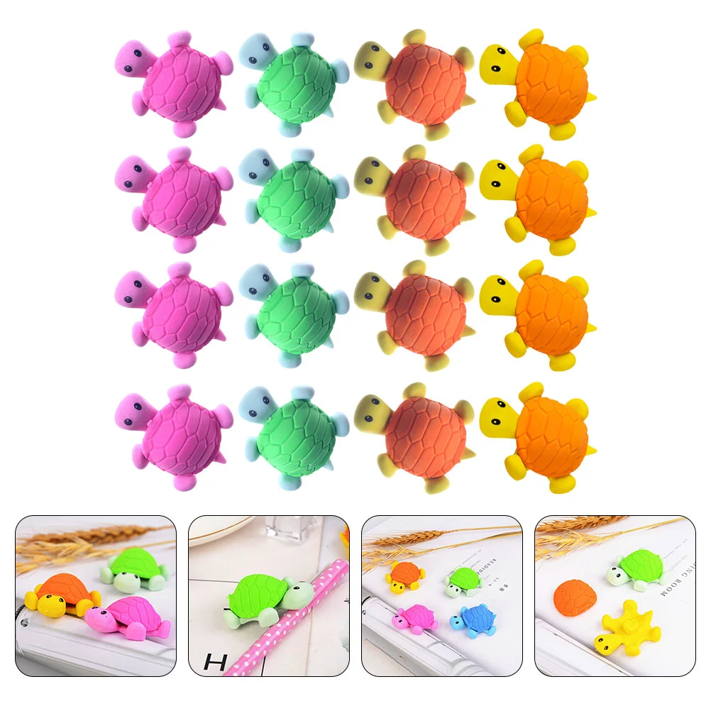 

24 Pcs Gifts Turtle Eraser Tortoise Shape Stationery Students Mini Animal Erasing Cartoon Pupils