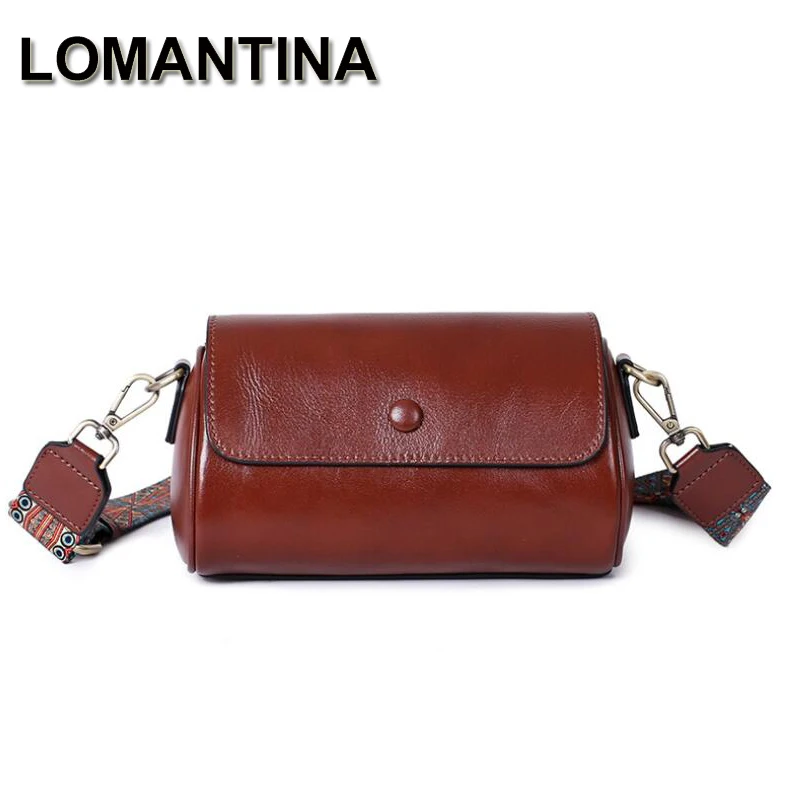 

LOMANTINA High Quality Vegetal Kneading Cow Leather Bags For Women Girls New Soft Genuine 2 Straps Casual Designer Crossbody Bag