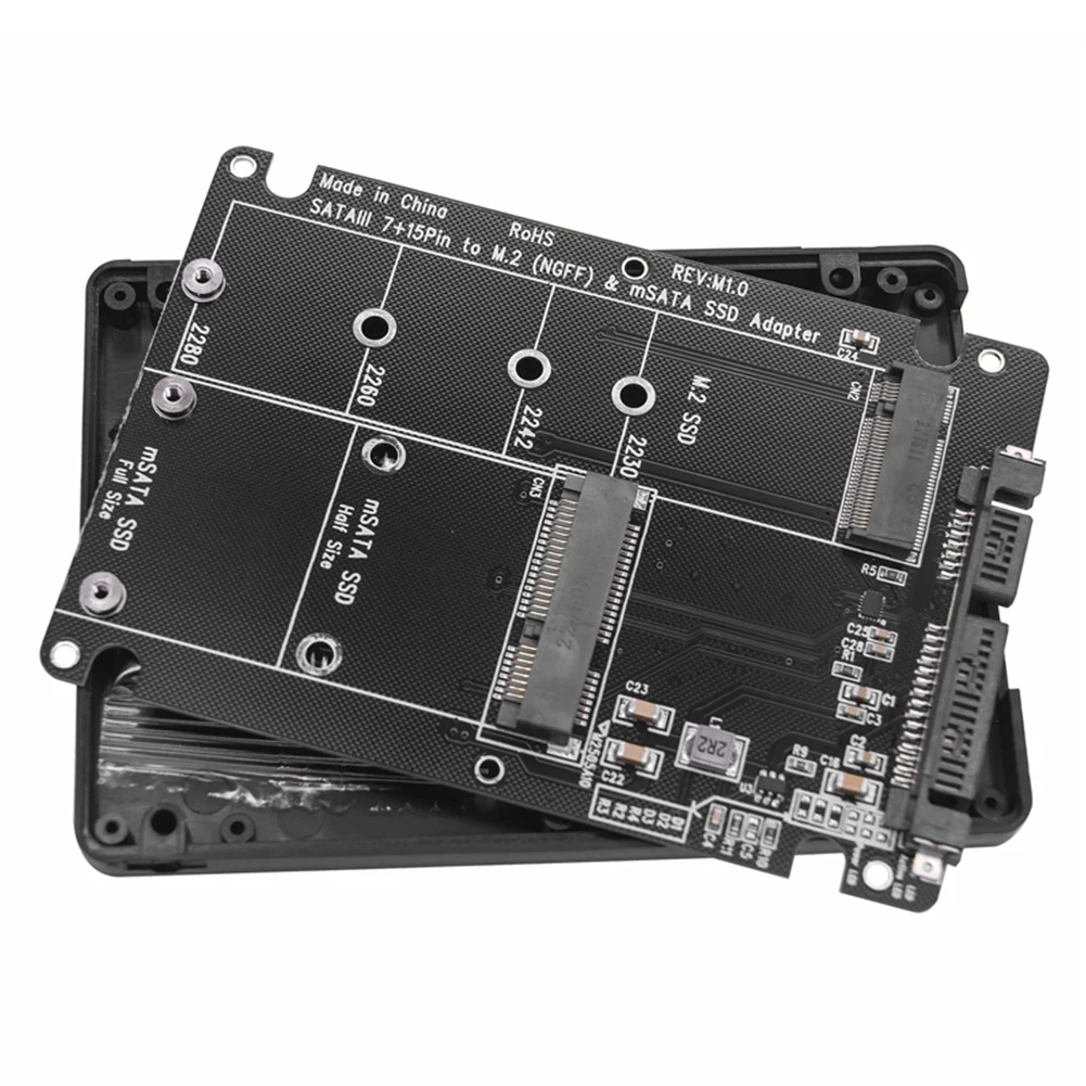 

2 in 1 M.2 NGFF B-Key & MSATA SSD To SATA 3.0 Adapter Converter Case Enclosure SSD Case Support 2230 2242 2260 2280 SSD