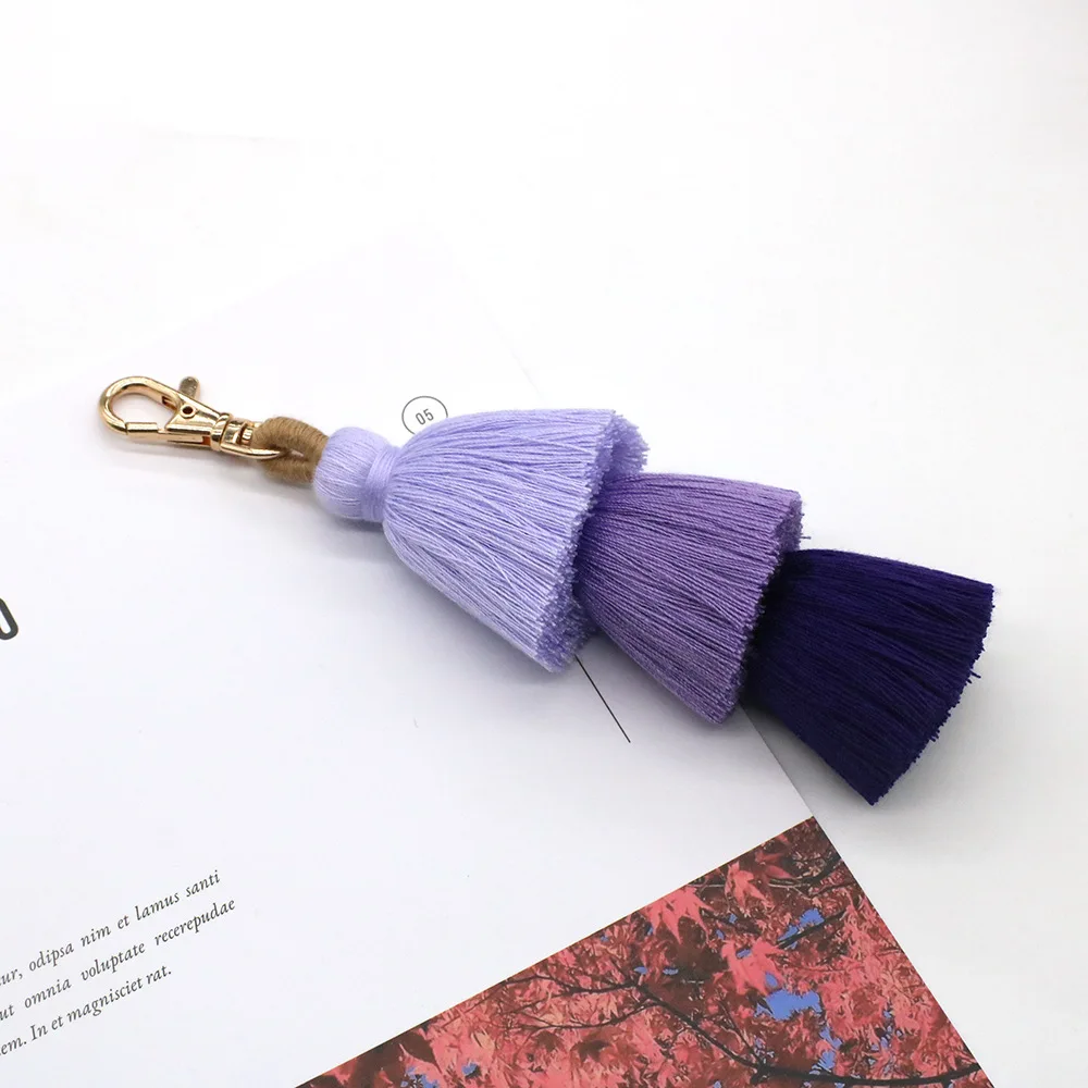 Triple Layer Cotton Tassel Keychain - Macrame Bag Charm 14 S8ae7170d38ca4d74b9842f2129bd1e55B
