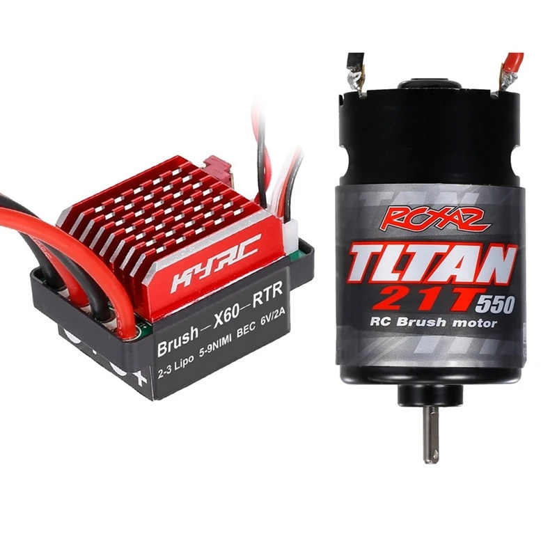 550 щеточный двигатель с 60A ESC для 1/10 RC Crawler Axial SCX10 AXI03007 90046 Traxxas TRX4 TRX6 Slash 
550 щеточный двигатель с 60A ESC для 1/10 RC Crawler Axial SCX10 AXI03007 90046 Traxxas TRX4 TRX6 Slash