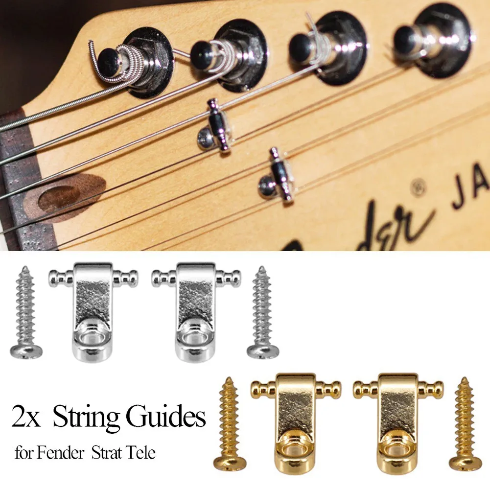 

2pcs String Retainer Guides With Mounting Screws Roller String Tree Prevents Wear Chrome/gold Electric Guitar Accessories