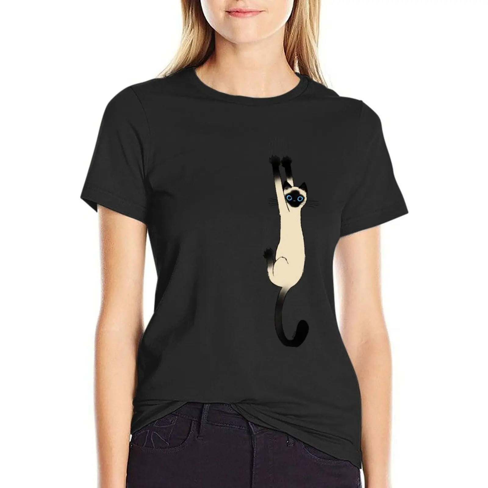 Siamese Cat Hanging On with Claws Funny Cat Holding On T-Shirt oversized cute tops Women clothes
Siamese Cat Hanging On with Claws Funny Cat Holding On T-Shirt oversized cute tops Women clothes