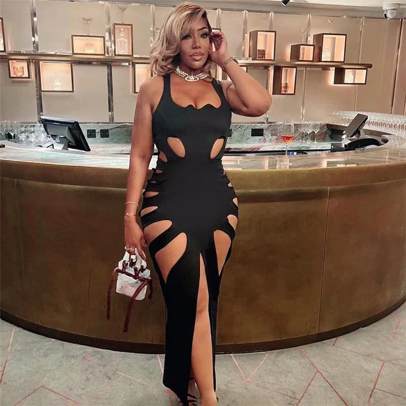 Hollow Sexy Dress Women Summer Sleeveless Split Solid Skinny Stretch Maxi Bodycon Clubwear Coquette Slim Vestidos Maxi Dresses
Hollow Sexy Dress Women Summer Sleeveless Split Solid Skinny Stretch Maxi Bodycon Clubwear Coquette Slim Vestidos Maxi Dresses