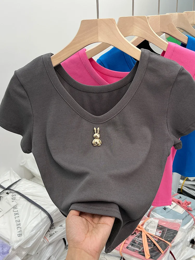Women's Grey T-Shirt Korean Girl Y2k V-Neck T-Shirt Clothes Vintage Sexy Short Sleeve Top Funny Summer 90s Fashion T Shirts 2023
Women's Grey T-Shirt Korean Girl Y2k V-Neck T-Shirt Clothes Vintage Sexy Short Sleeve Top Funny Summer 90s Fashion T Shirts 2023
