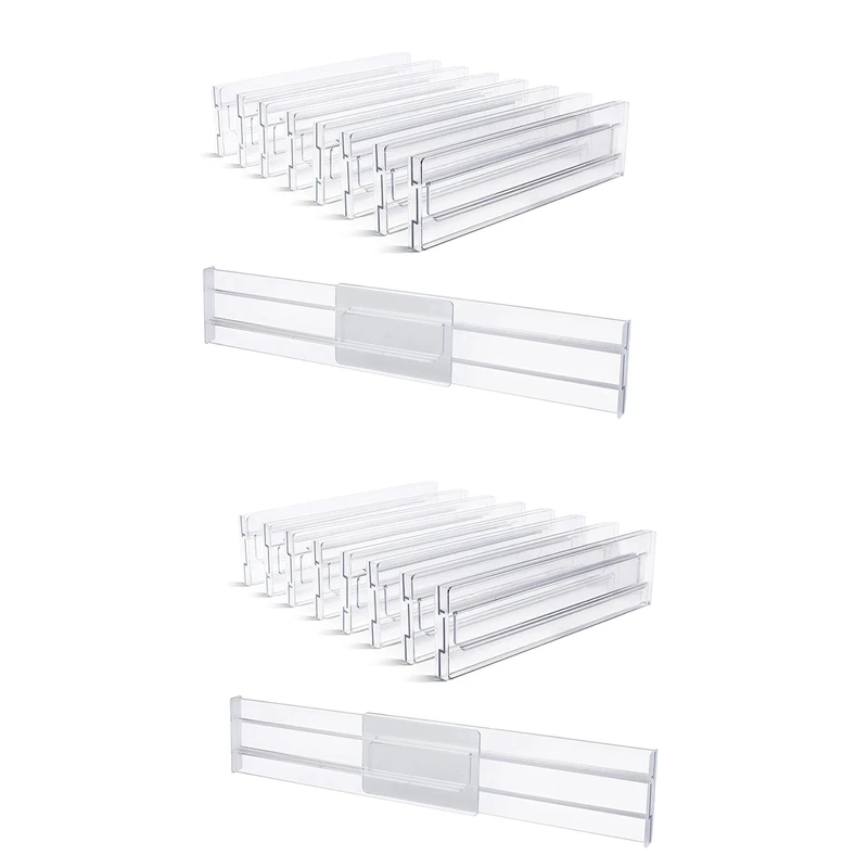 Drawer Dividers 16 Pack, Adjustable 3.2 Inch High Expandable From 11-20.6 Inch Kitchen Drawer Organizer, Clear Plastic
Drawer Dividers 16 Pack, Adjustable 3.2 Inch High Expandable From 11-20.6 Inch Kitchen Drawer Organizer, Clear Plastic