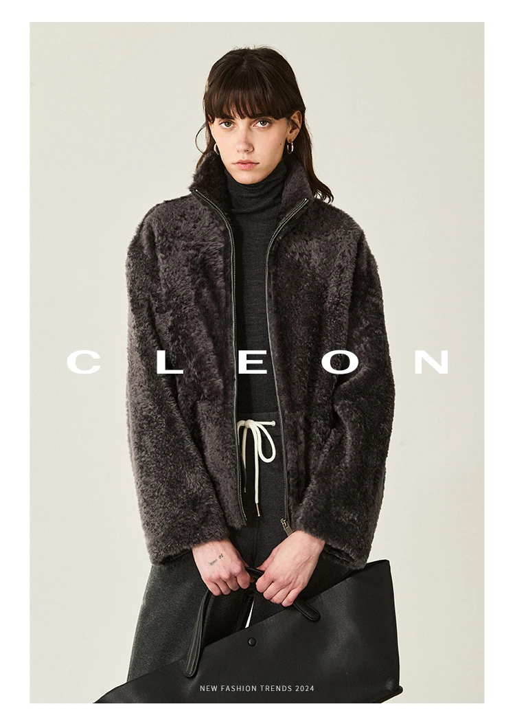 High-end Luxury Lacon Lamb Fur Cropped Winter Jackets for Women 2025 Simple Stand Collar Genuine Leather Real Fur Shearling Coat High-end Luxury Lacon Lamb Fur Cropped Winter Jackets for Women 2025 Simple Stand Collar Genuine Leather Real Fur Shearling Coat